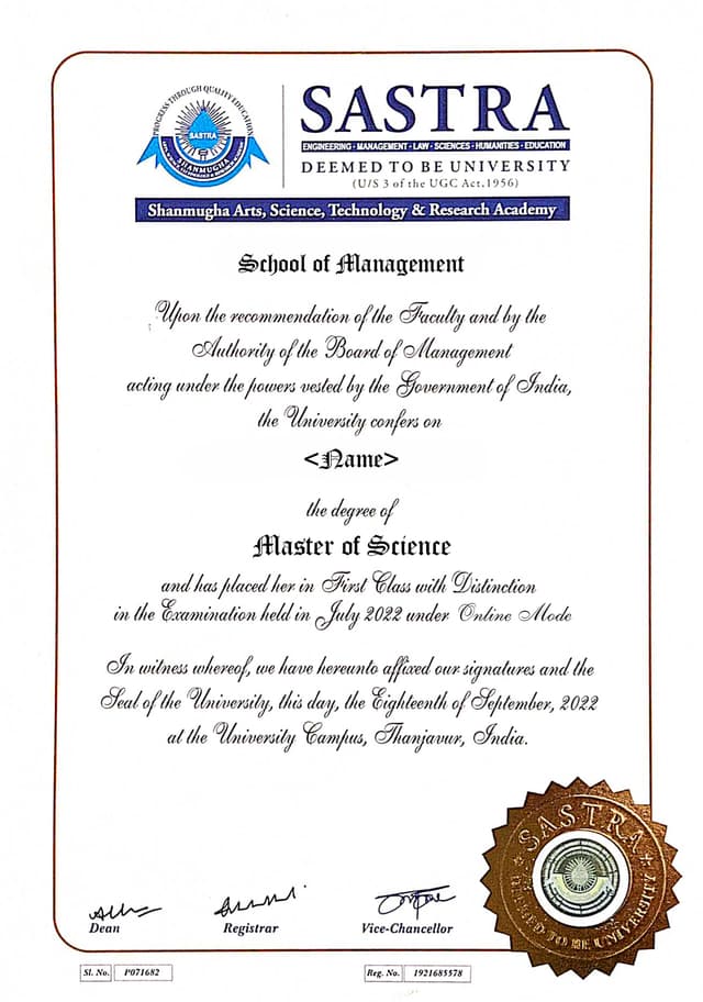 Degree Certificate